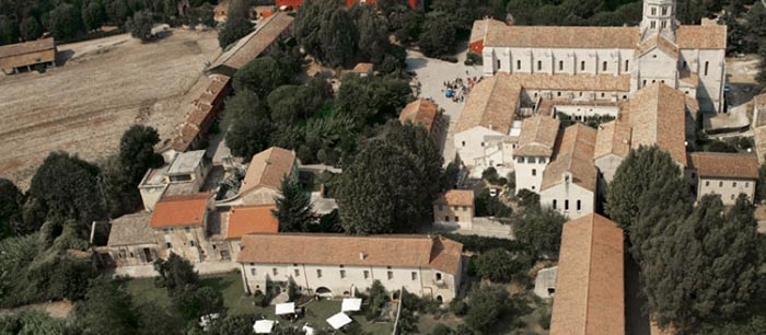 abbazia di Fossanova, vista aerea