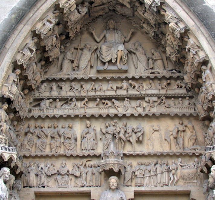 rappresentazione del giudizio universale nella Cattedrale di Reims